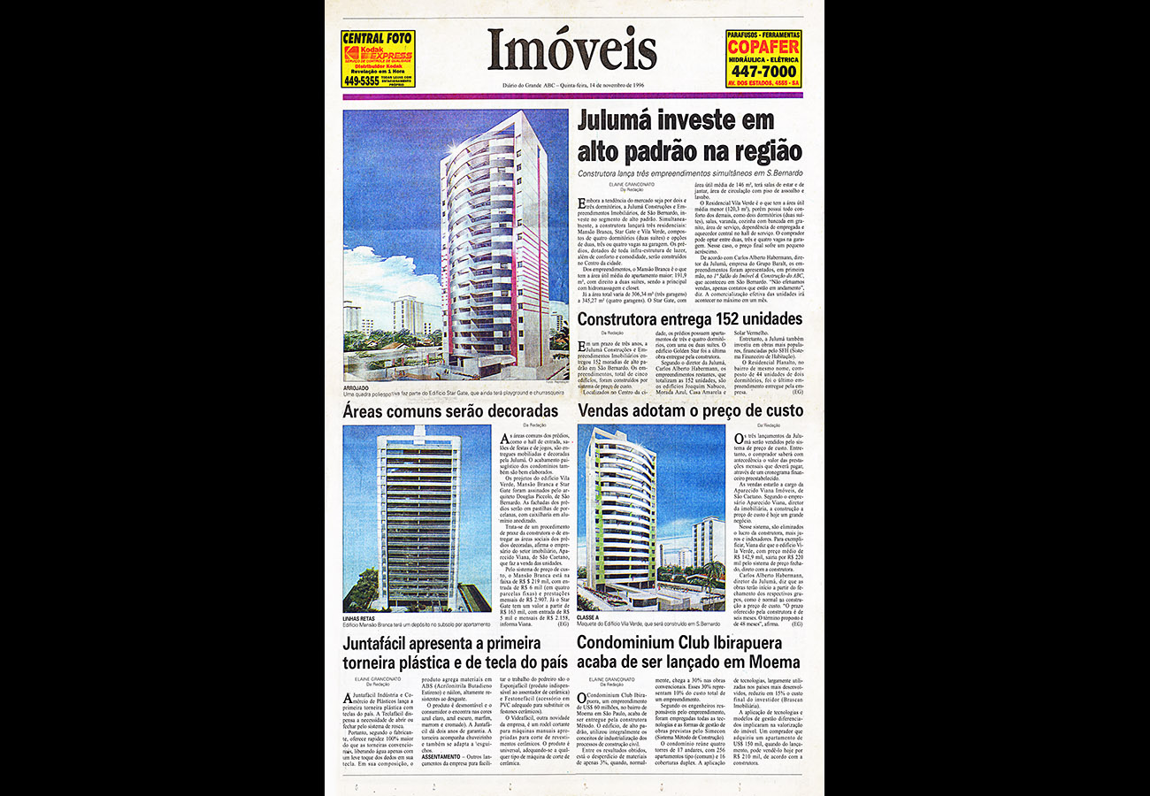 Jornal Diário do Grande ABC – Julumá investe em alto padrão na região