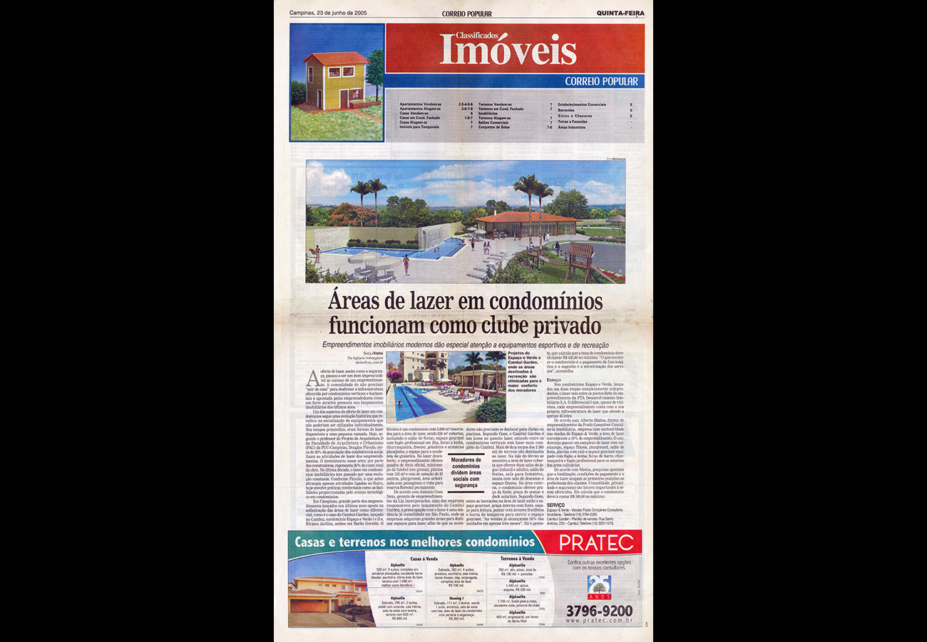 Jornal Correio Popular – Áreas de lazer em condomínios funcionam como clube privado