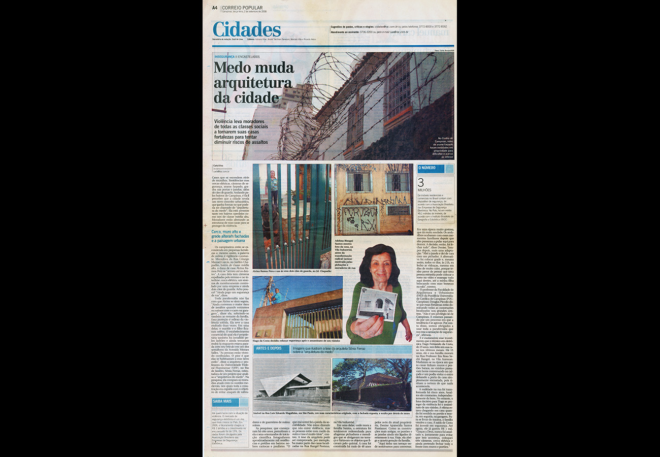 Jornal Correio Popular – Medo muda arquitetura da cidade
