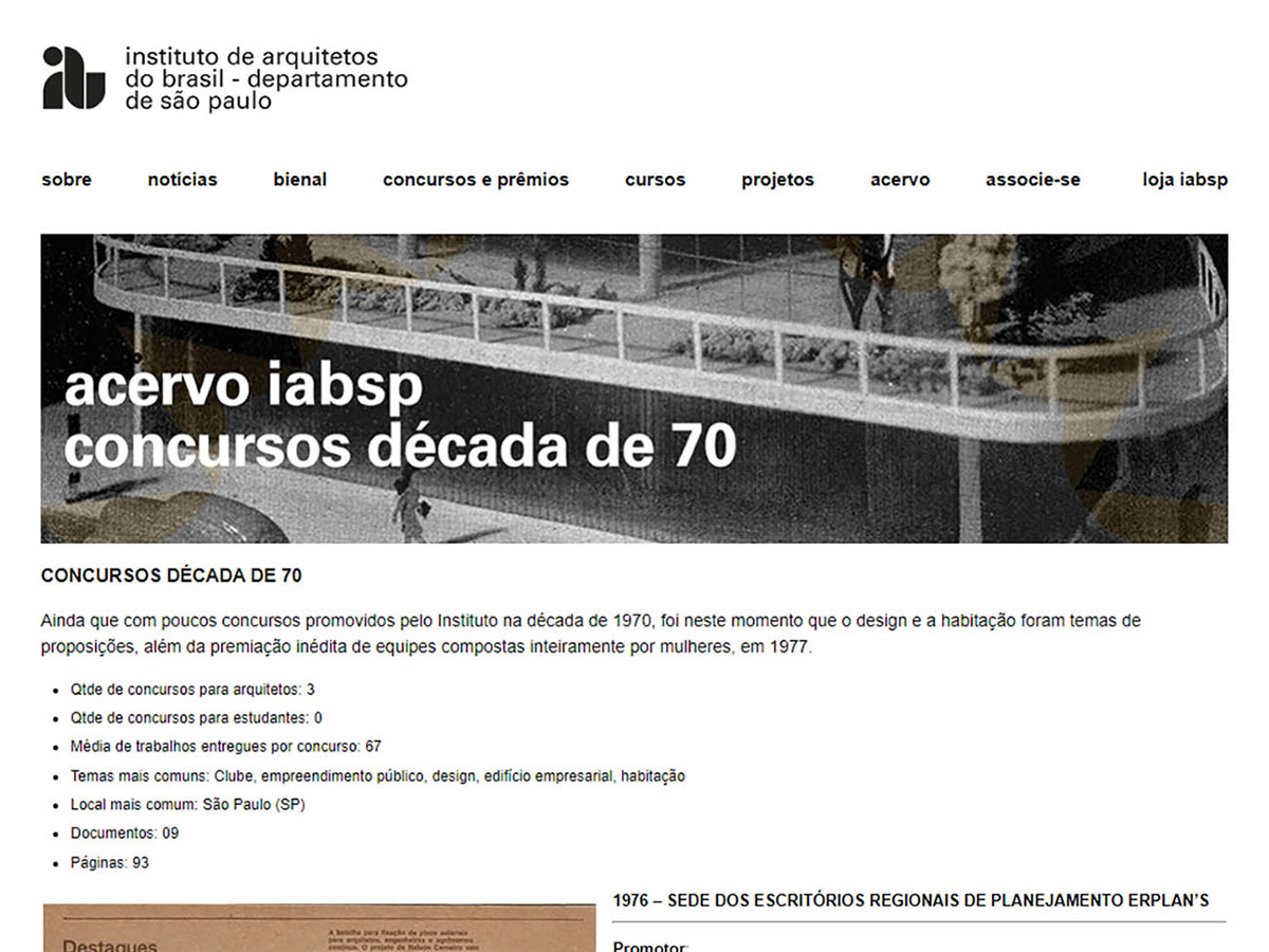 Acervo IABSP – Concurso Sede dos Escritórios Regionais de Planejamento – ERPLAN’S
